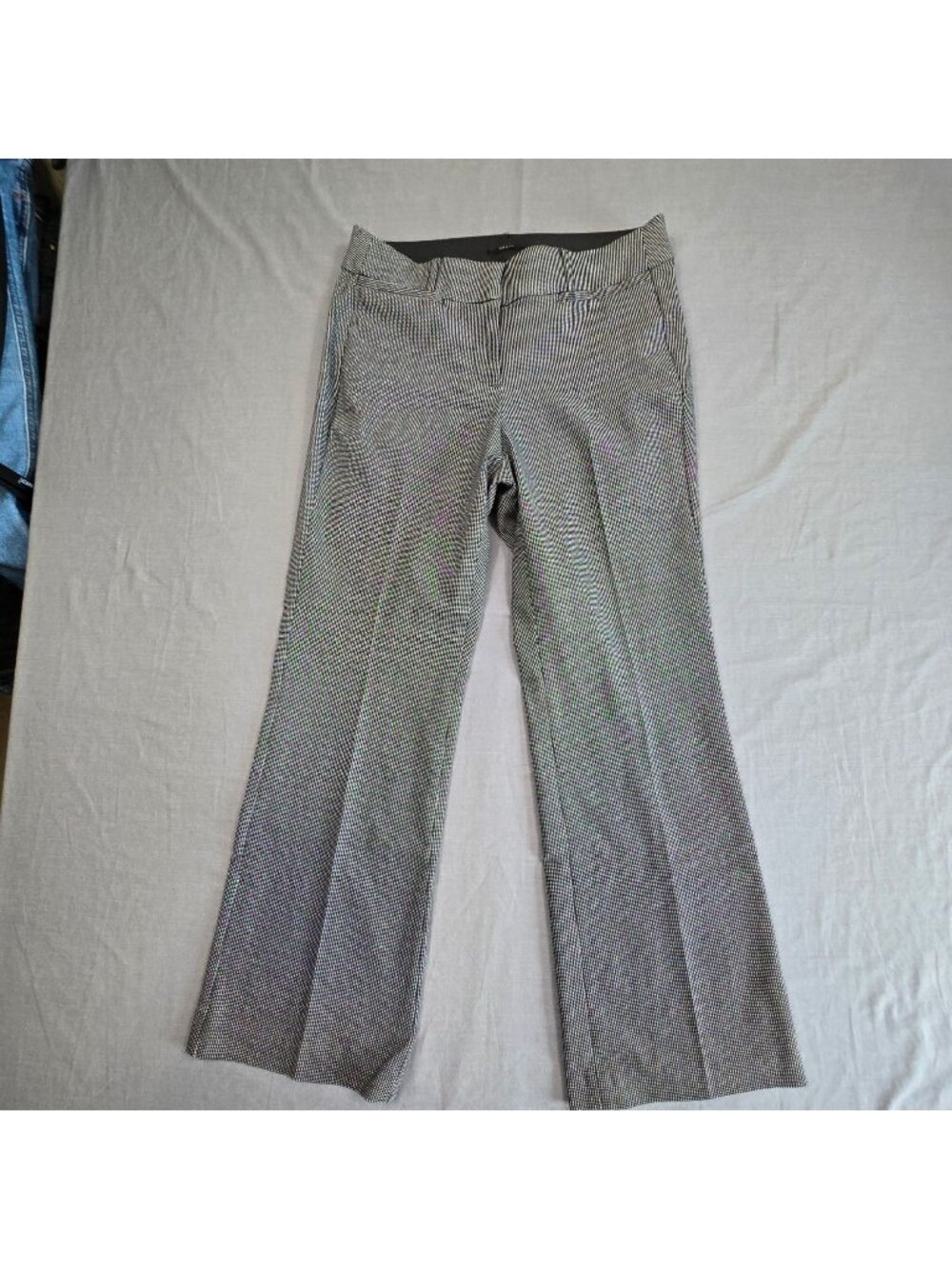 Lane Bryant 14 Short Dress Pants Gray Houndstooth Stretch Wide Leg